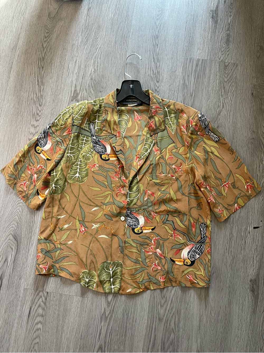 Vintage Carole for st tropez little silk button up aop Toucan bird